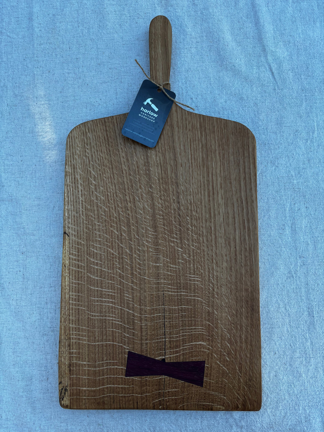 White Oak Board with Purple Heart Bowtie